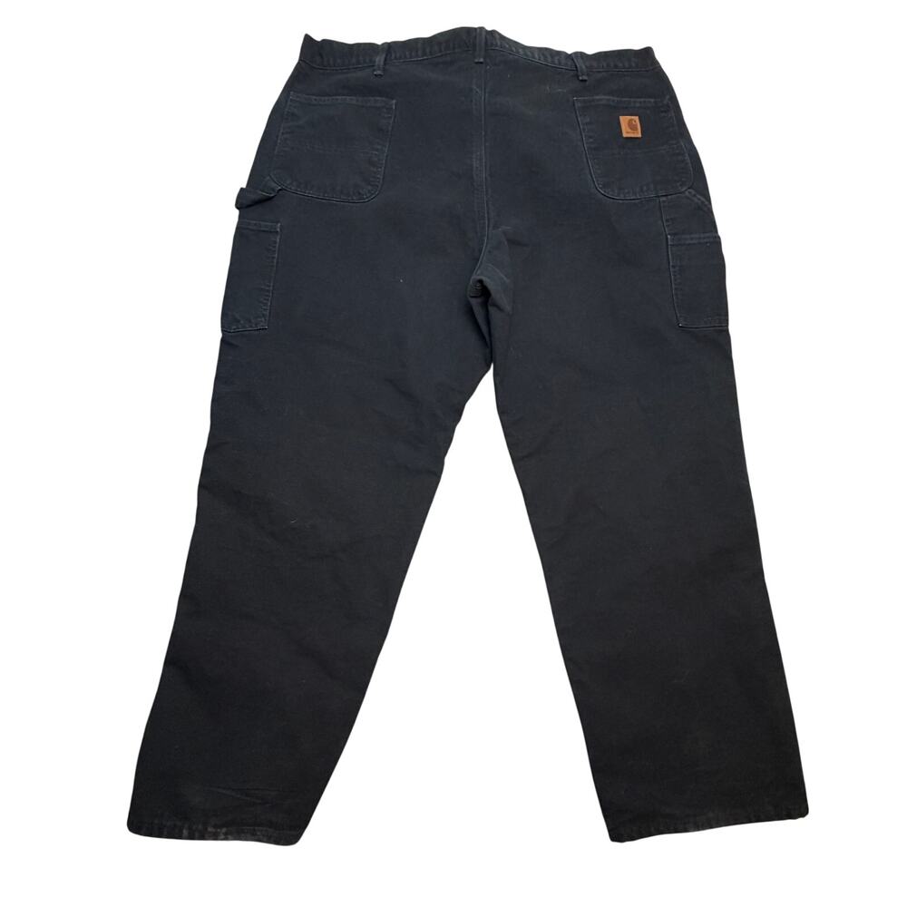 Carhartt B111 BLK Flannel Lined Duck Carpenter‎ Work Pants 48x32 Loose Fit - Picture 2 of 9